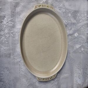 Oval Ceramic Serving Platter Floral Handles Lenox Temper-ware Merriment
